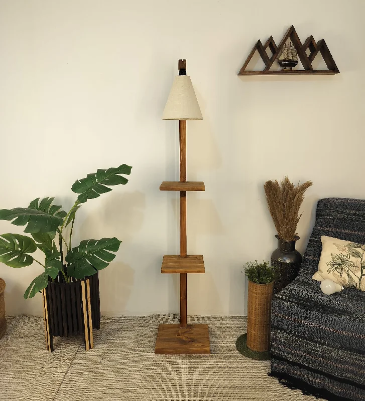 Andre Wooden Floor Lamp with Brown Base and Jute Fabric Lampshade (BULB NOT INCLUDED)