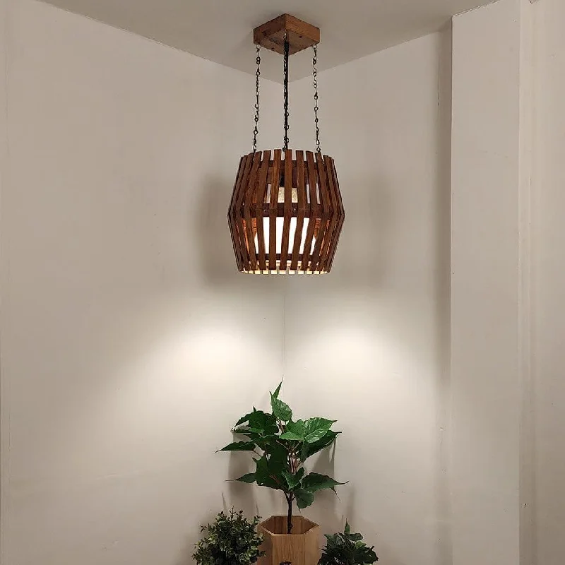 Bourbon Brown Wooden Single Hanging Lamp