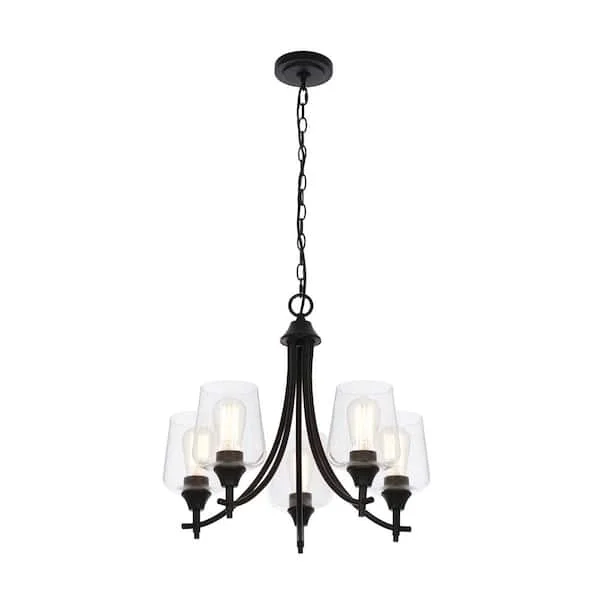 Hampton Bay Pavlen 5-Light 23 in. Rustic Bronze Hanging Candlestick Chandelier - $40