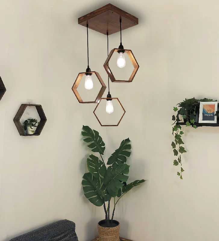 Hexagram Brown Cluster Hanging Lamp (BULB NOT INCLUDED)