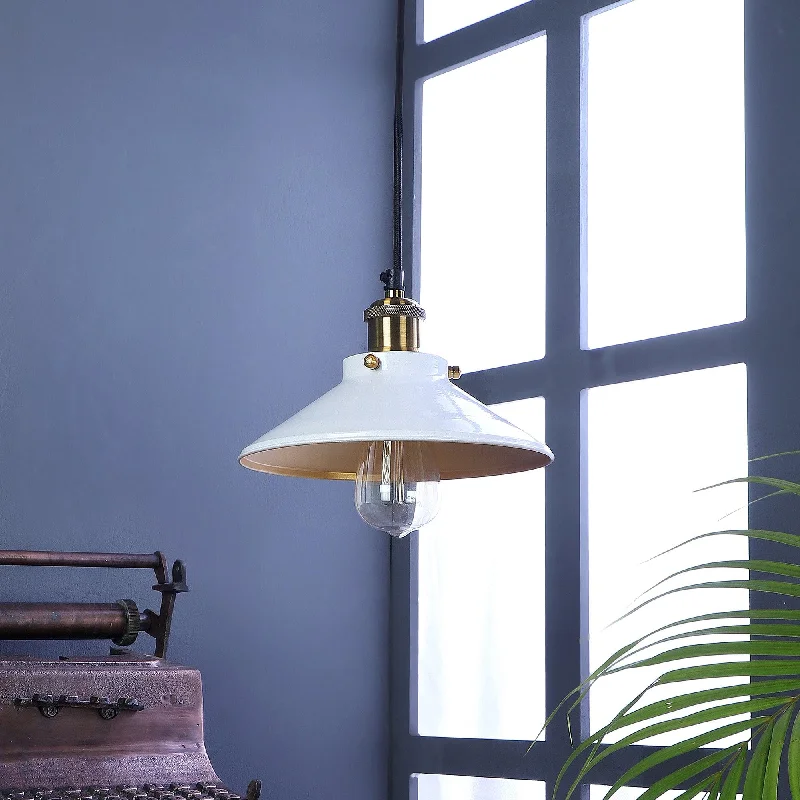 Nora White Metal Single Hanging Light By Ss Lightings