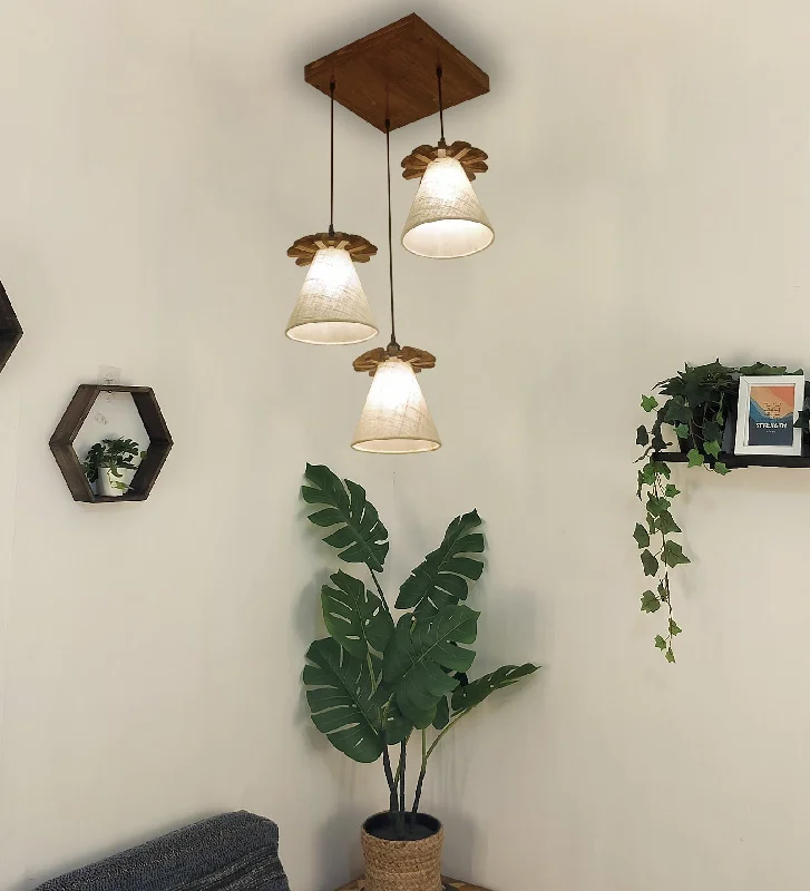 Propel Brown Wooden Cluster Hanging Lamp (BULB NOT INCLUDED)