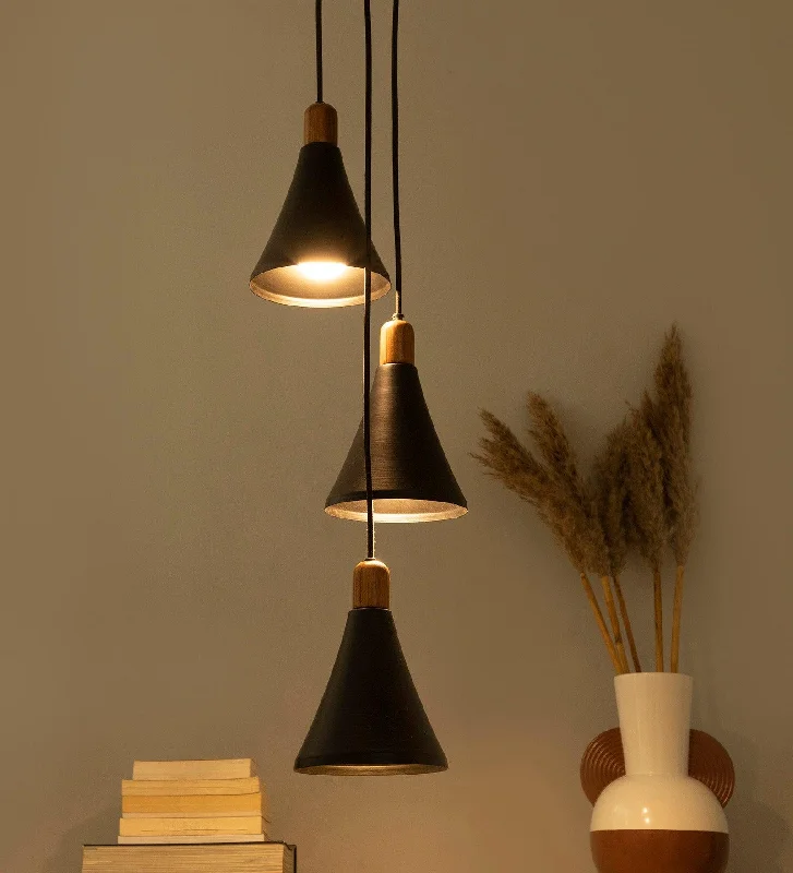 Sonnico Wood 3 Cluster Pendant Light