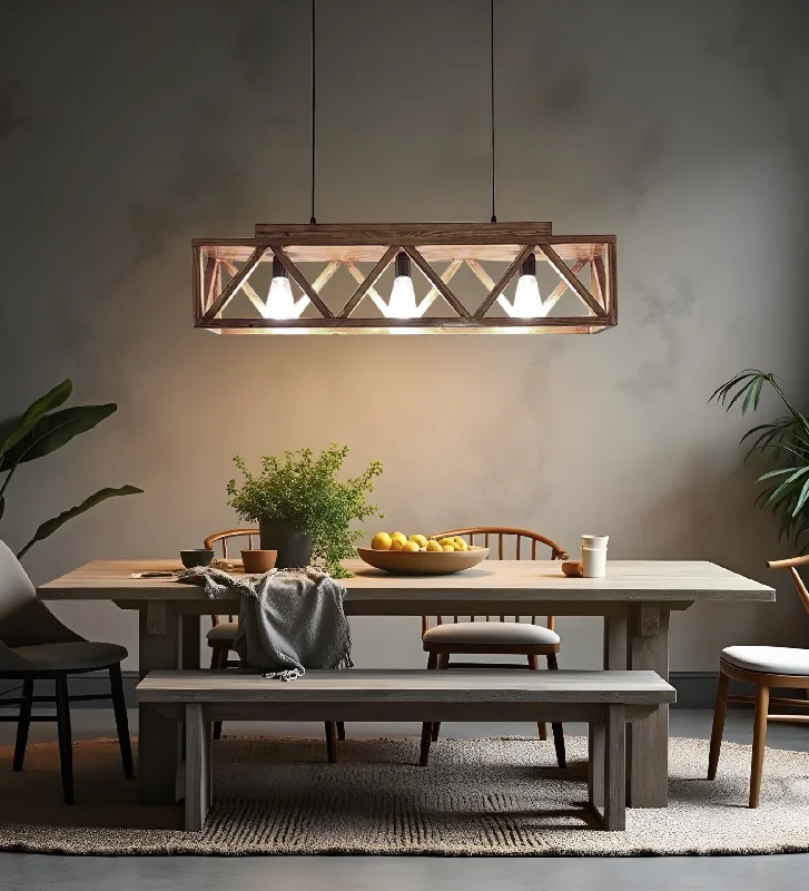 Symmetric Centrum Wooden Series Hanging Lamp (BULB NOT INCLUDED)