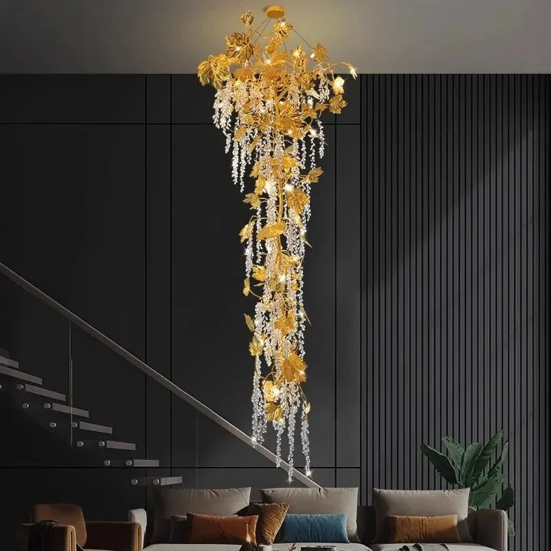 Autumn Leaves Fall Crystal Chandelier Lighting