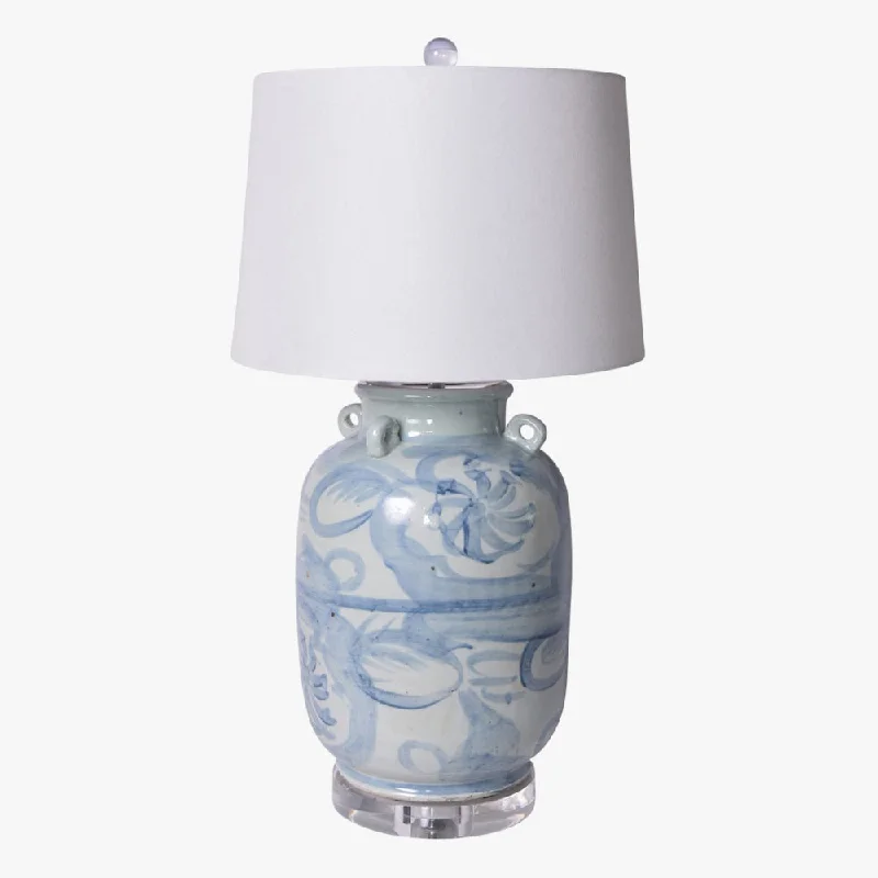 Blue and White Twisted Flower Lamp