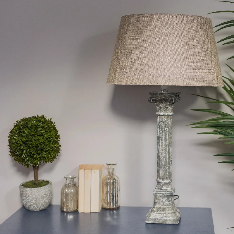 Concrete Stone Effect Pillar Lamp with Shade