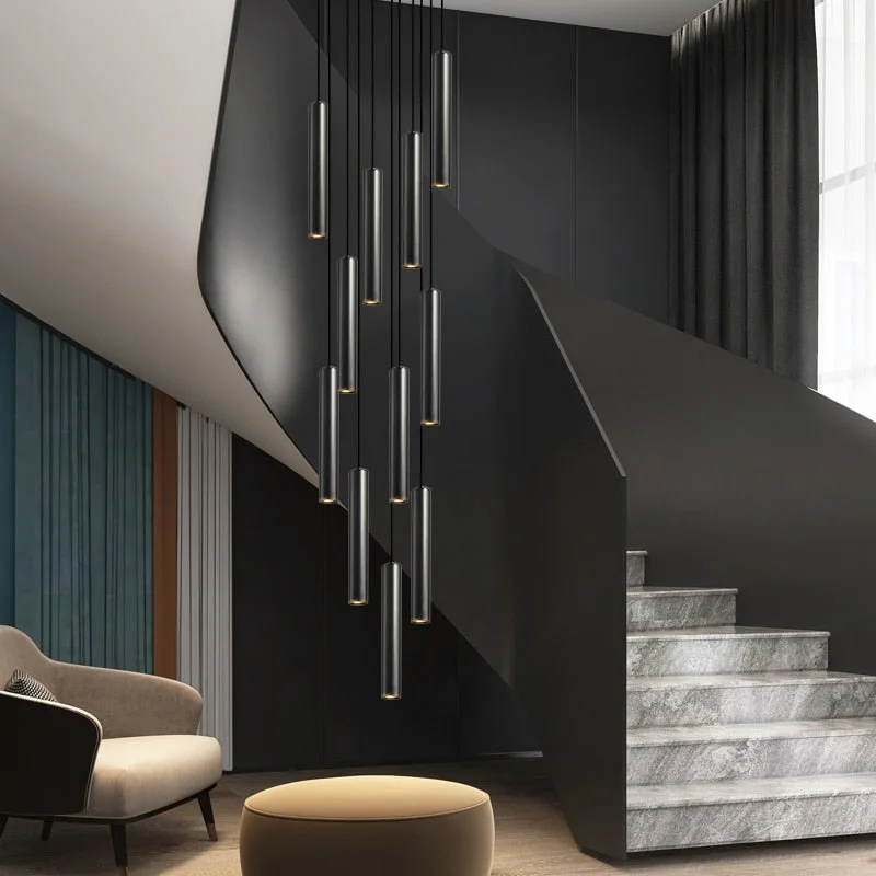 Cylindrical Pendant Staircase Chandelier