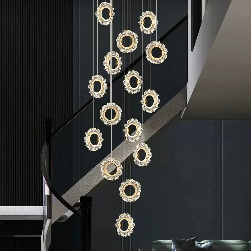 Rings LED Light Staircase Chandelier – Style Your Staircase