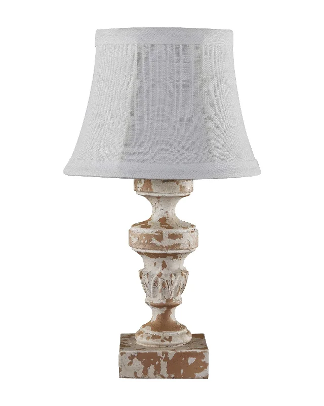 14" White Table Lamp With White Bell Shade