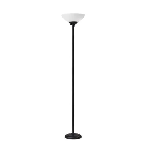 Tailored Black Metal Torchiere With Bright Illumination