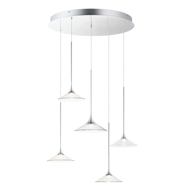 Cono 26" 5 Light Multi-Light Pendant in Polished Chrome