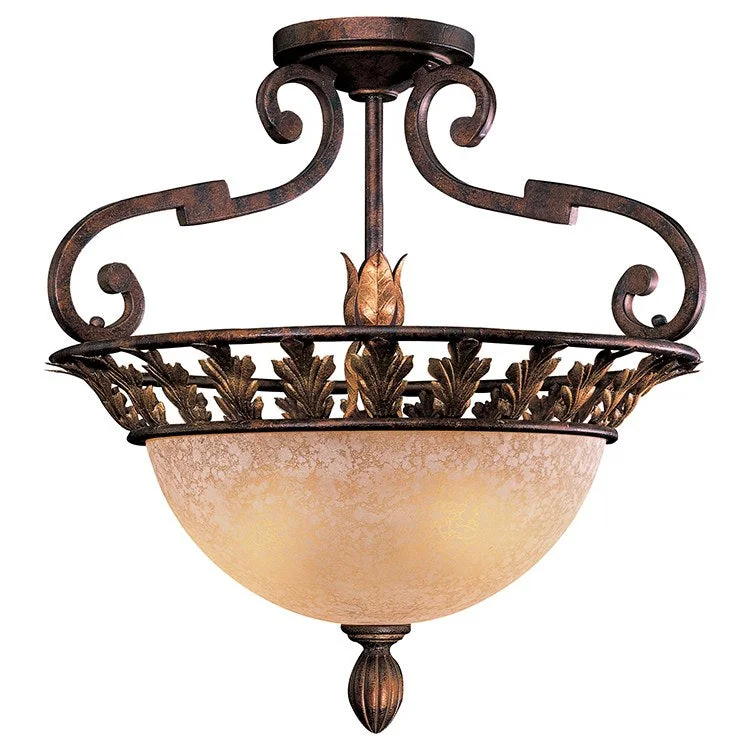 Zaragoza Three-Light Semi-Flush Mount Ceiling Fixture