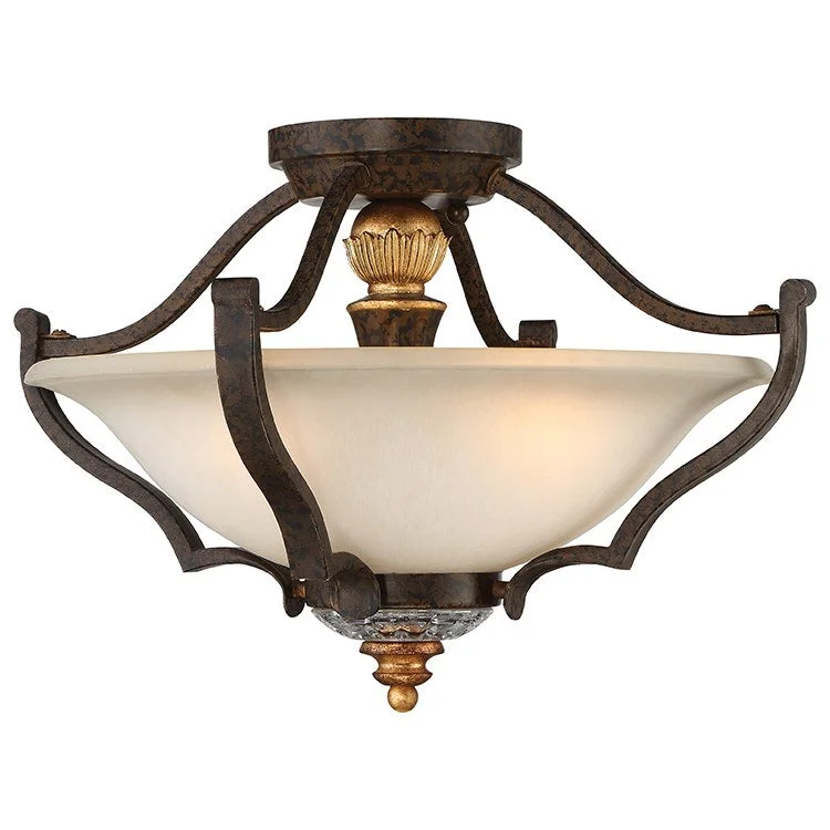 Chateau Nobles Three-Light Semi-Flush Mount Ceiling Fixture