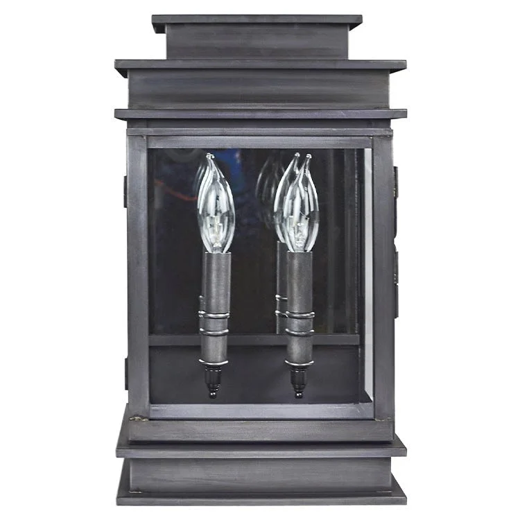 Empire Two-Light Outdoor Wall Lantern with Plain Mirror