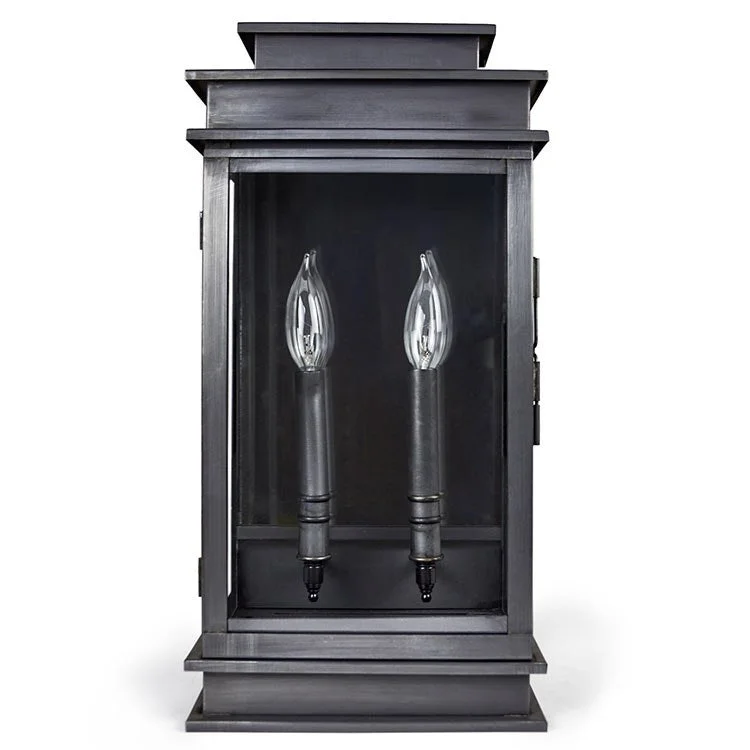 Empire Two-Light Outdoor Wall Lantern with Plain Mirror