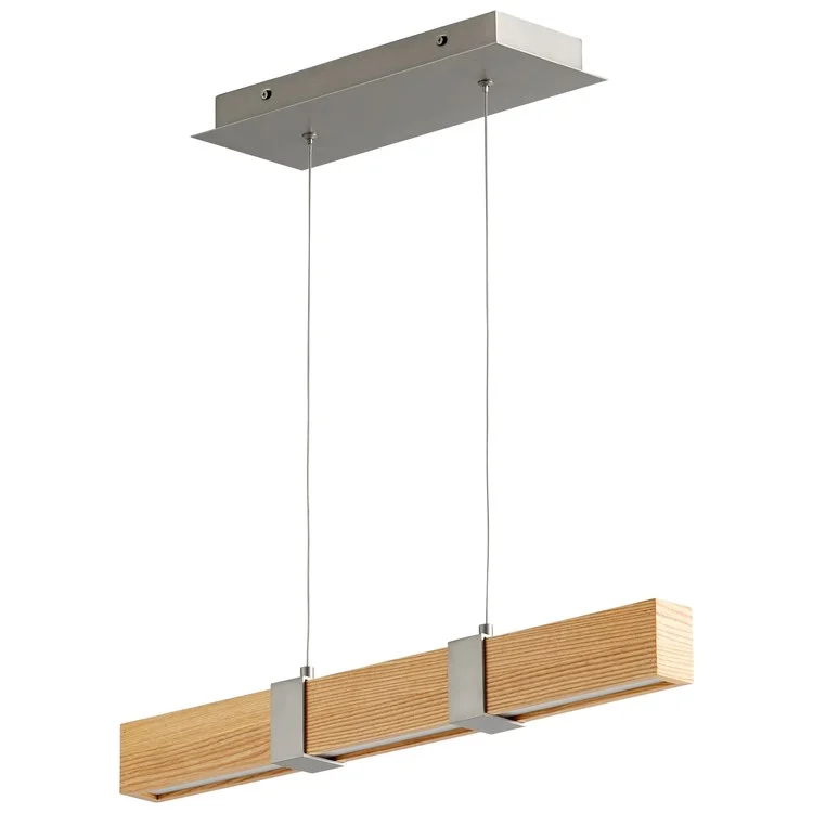 Decca Single-Light 24" Linear Pendant - Satin Nickel/White Oak