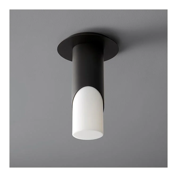 Ellipse Single-Light Small Flush Mount Ceiling Fixture with Acrylic Shade - Black