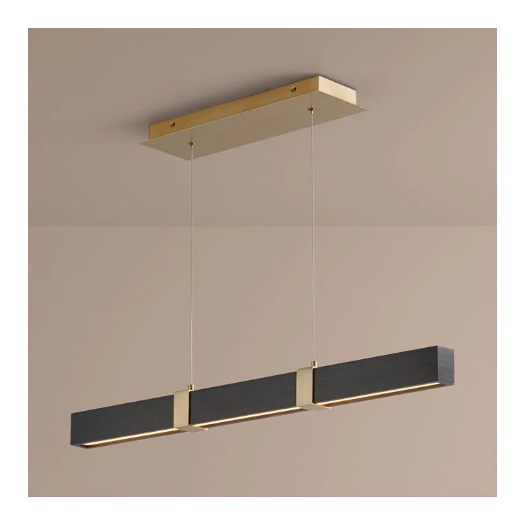 Decca Single-Light 36" Linear Pendant - Aged Brass/Black Oak