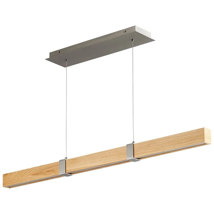 Decca Single-Light 48" Linear Pendant - Satin Nickel/White Oak