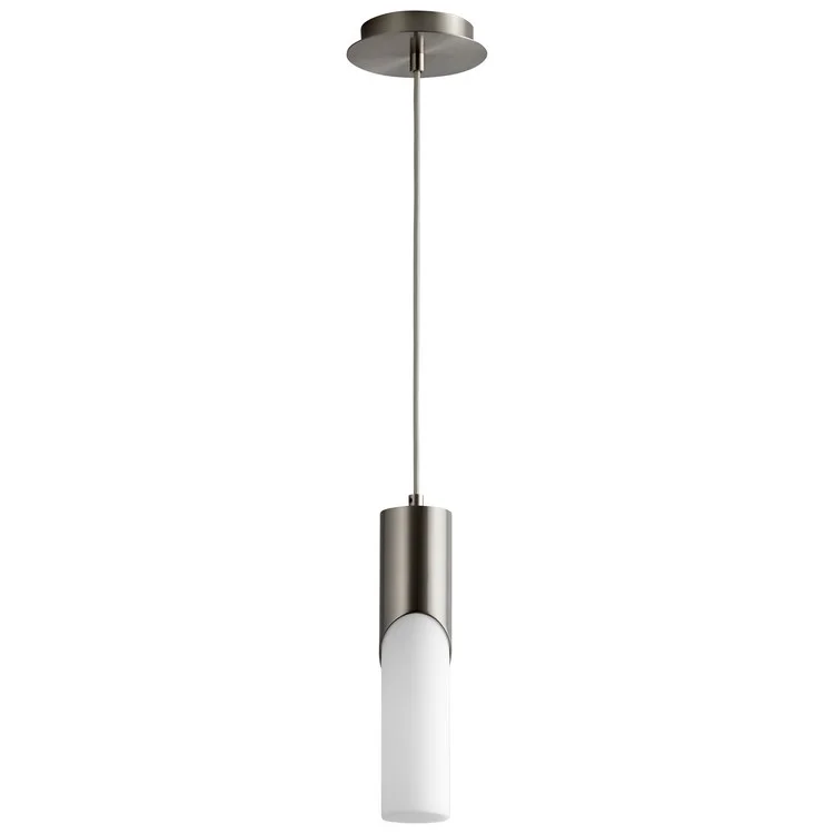 Ellipse Single-Light Tall 2.75" Mini Pendant with Glass Shade - Satin Nickel