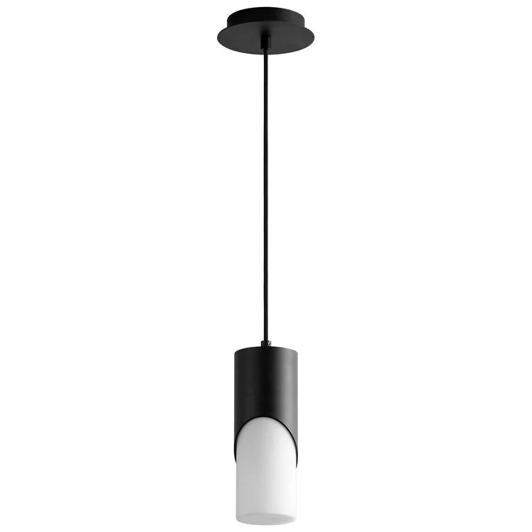 Ellipse Single-Light Short 3.5" Mini Pendant with Glass Shade - Black