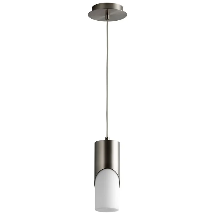 Ellipse Single-Light Short 3.5" Mini Pendant with Glass Shade - Satin Nickel