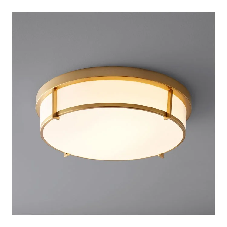 Io Two-Light 17" LED Flush Mount Ceiling Fixture - Aged Brass