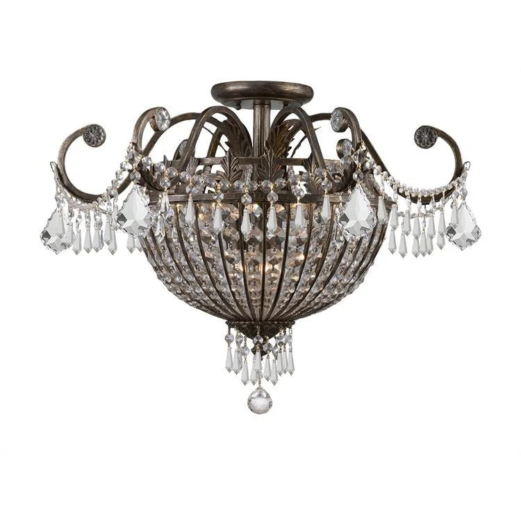 Vanderbilt Nine-Light Hand Cut Semi-Flush Mount Ceiling Fixture