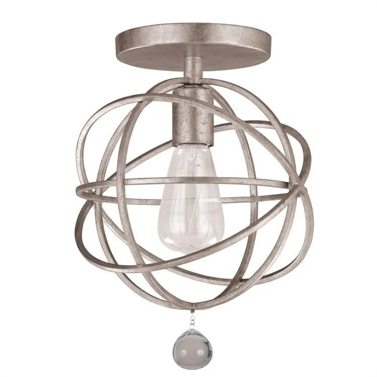 Solaris Single-Light Silver Flush Mount Ceiling Fixture