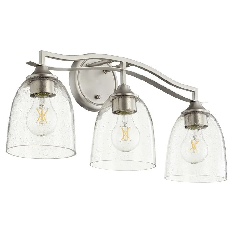 Jardin Three-Light Bathroom Vanity Fixture with Clear Seeded Glass Shades