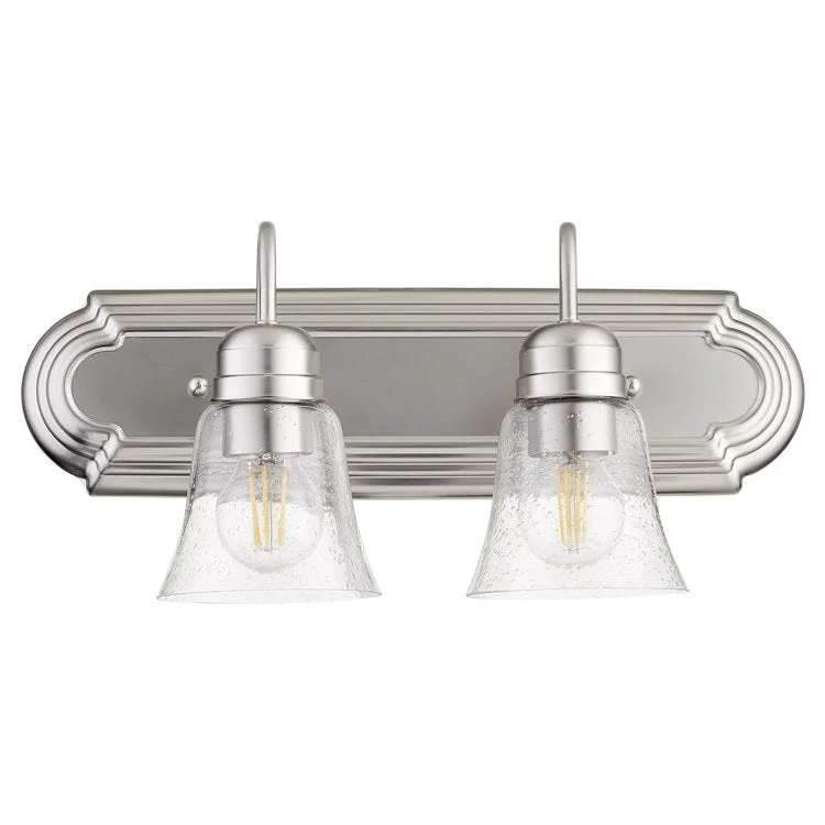 Traditional Two-Light Bathroom Vanity Fixture with Clear Seeded Glass Shades