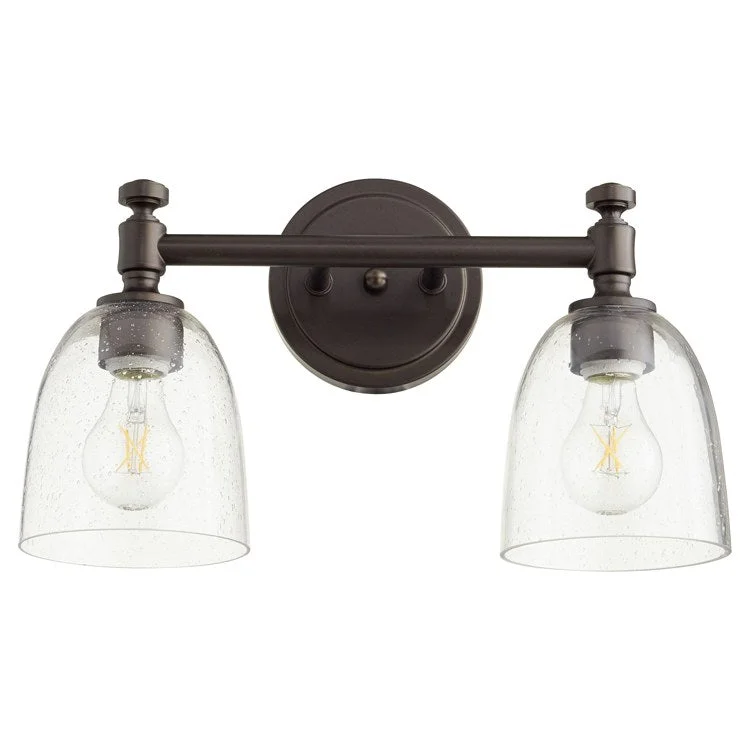 Rossington Two-Light Bathroom Vanity Fixture with Clear Seeded Glass Shades