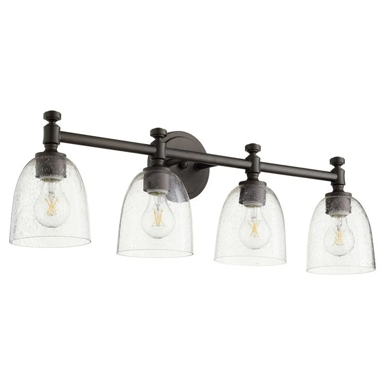 Rossington Four-Light Bathroom Vanity Fixture with Clear Seeded Glass Shades